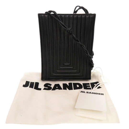 JIL SANDER Shoulder Bag leather black tangle small Women Used Authentic