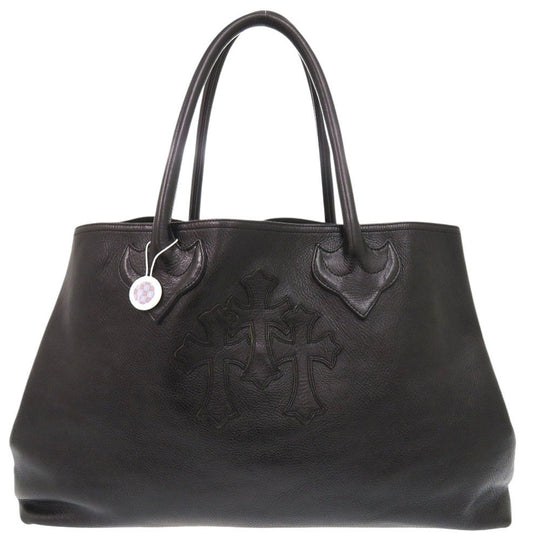 CHROME HEARTS Tote Bag leather black 3 Cemetery Cross Patch