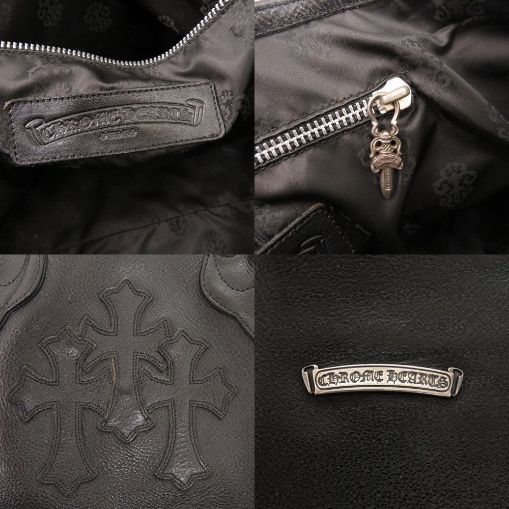 CHROME HEARTS Tote Bag leather black 3 Cemetery Cross Patch