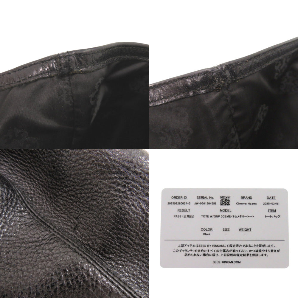 CHROME HEARTS Tote Bag leather black 3 Cemetery Cross Patch