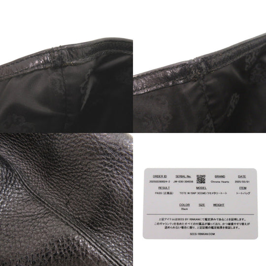 CHROME HEARTS Tote Bag leather black 3 Cemetery Cross Patch