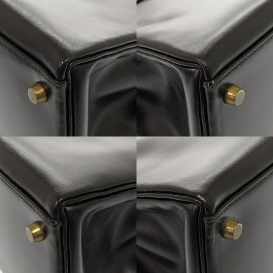 HERMES Handbag Box scarf black Kelly 32 internal sewing Women Used Authentic
