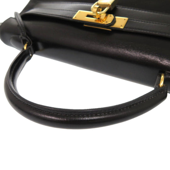 HERMES Handbag Box scarf black Kelly 32 internal sewing Women Used Authentic