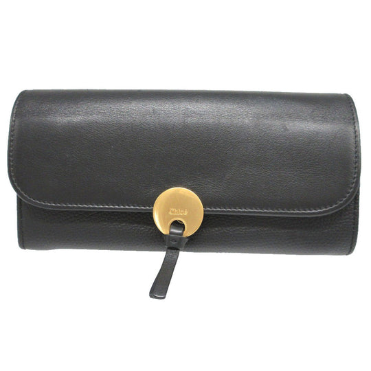 Chloe Long Wallet Purse CHC16UP809 leather black Two fold unisex(Unisex) Used Authentic
