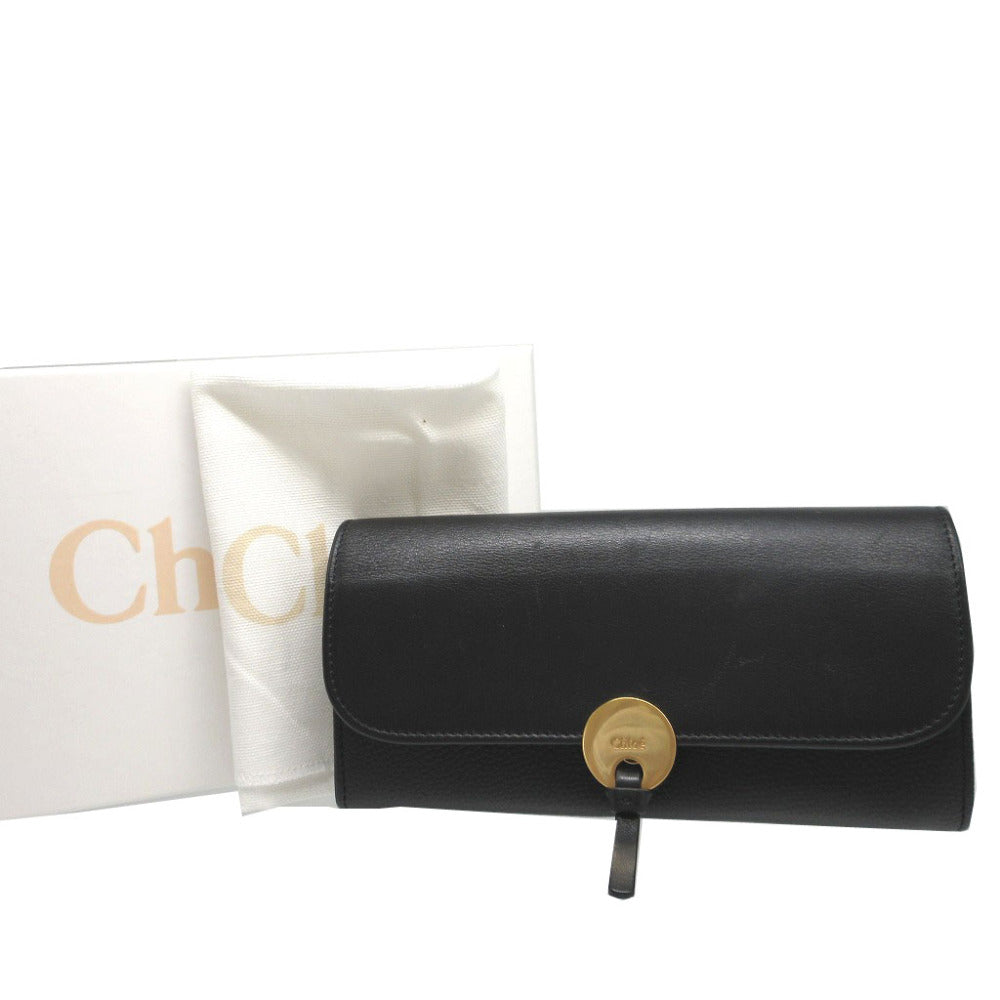 Chloe Long Wallet Purse CHC16UP809 leather black Two fold unisex(Unisex) Used Authentic