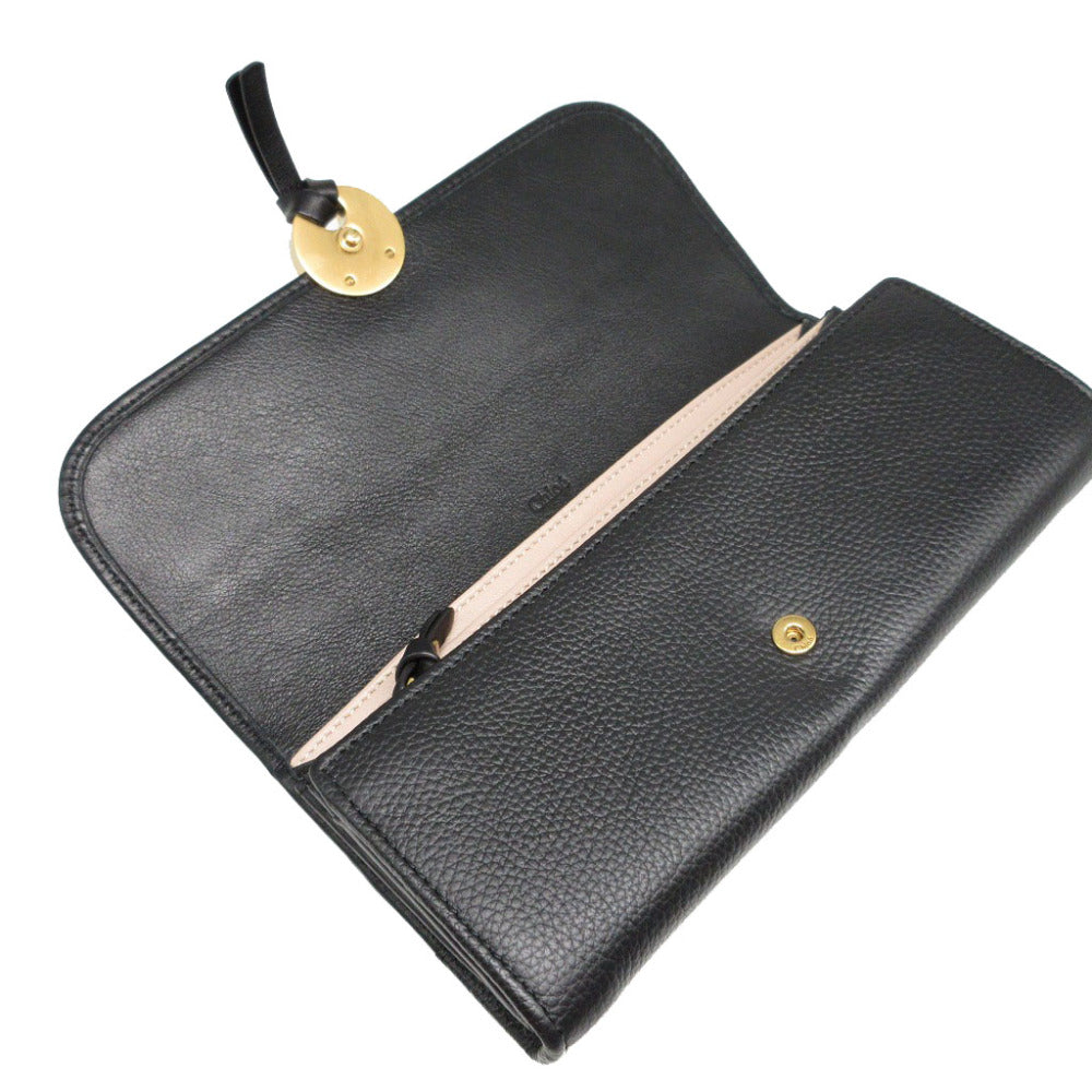 Chloe Long Wallet Purse CHC16UP809 leather black Two fold unisex(Unisex) Used Authentic