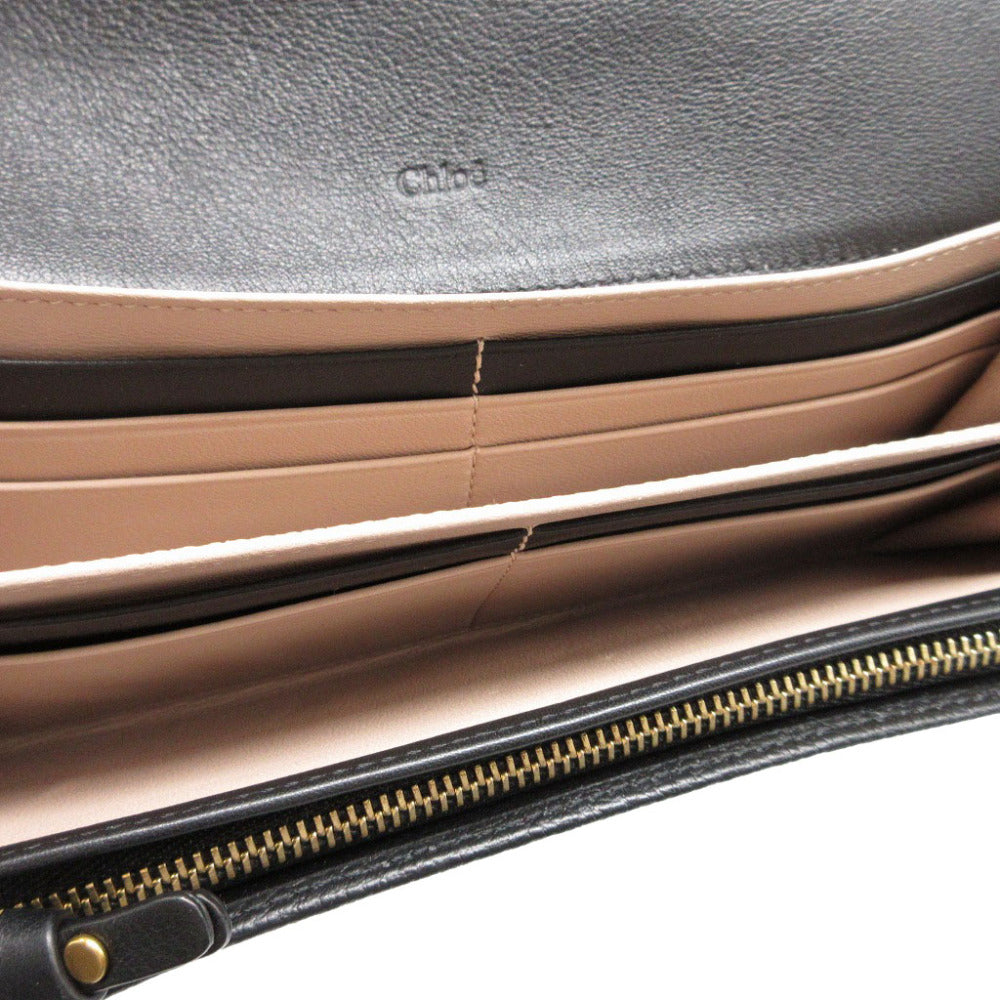 Chloe Long Wallet Purse CHC16UP809 leather black Two fold unisex(Unisex) Used Authentic