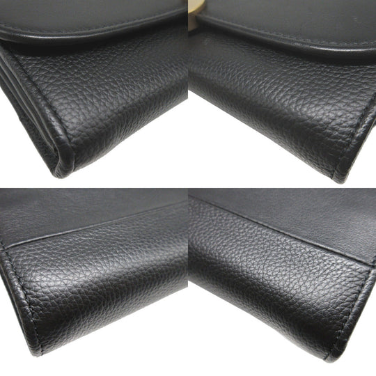 Chloe Long Wallet Purse CHC16UP809 leather black Two fold unisex(Unisex) Used Authentic