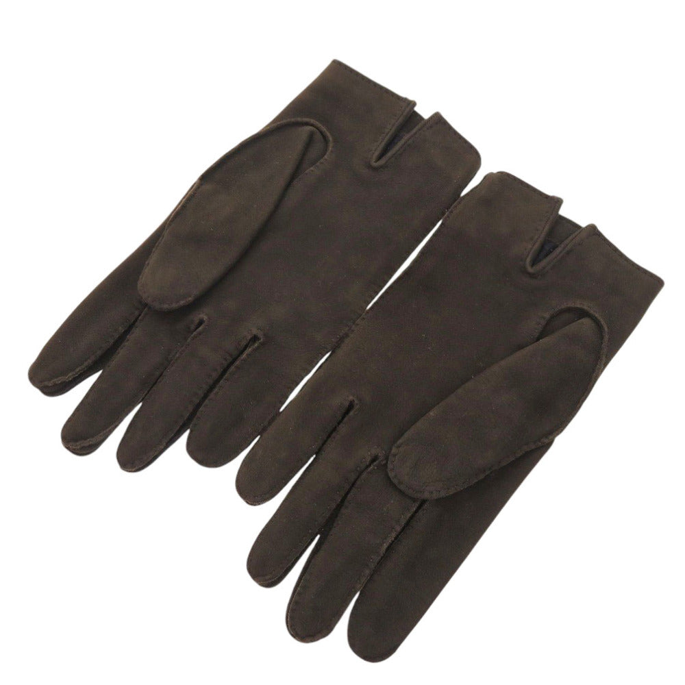 HERMES gloves lambskin Dark brown mens 7 1/2 Used Authentic