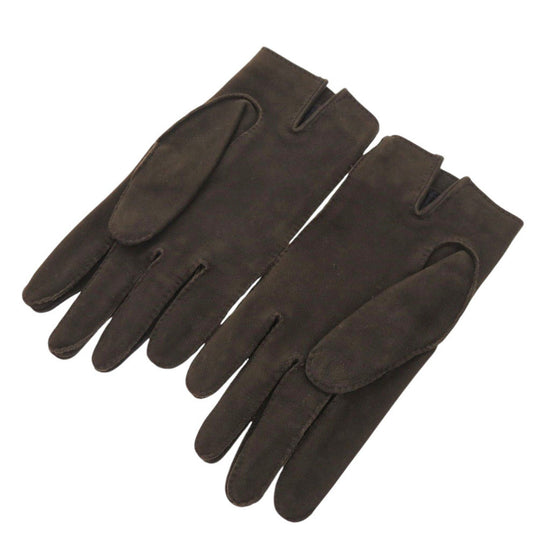 HERMES gloves lambskin Dark brown mens 7 1/2 Used Authentic
