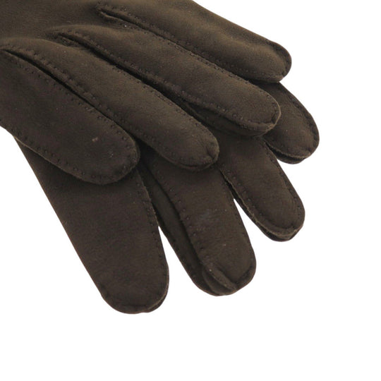 HERMES gloves lambskin Dark brown mens 7 1/2 Used Authentic