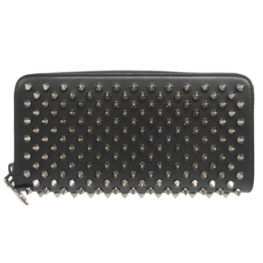 Christian Louboutin Long Wallet Purse leather black Zip Around studs unisex(Unisex) Used Authentic