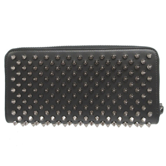 Christian Louboutin Long Wallet Purse leather black Zip Around studs unisex(Unisex) Used Authentic