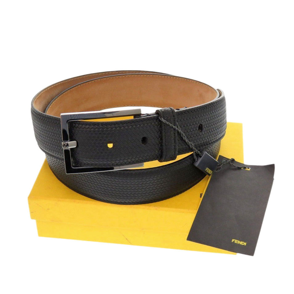 FENDI belt 7C0258 leather black mens Used Authentic