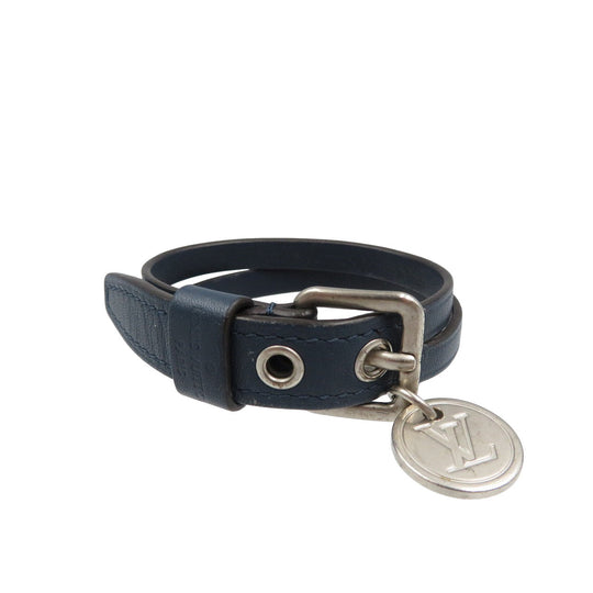 LOUIS VUITTON bracelet M6254E leather Navy Bracelet Instep unisex(Unisex) 19 Used Authentic