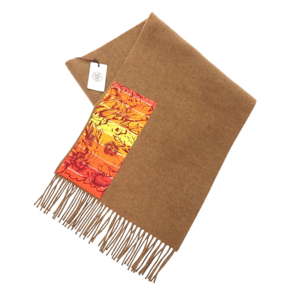 HERMES Scarf cashmere Brown Women Used Authentic