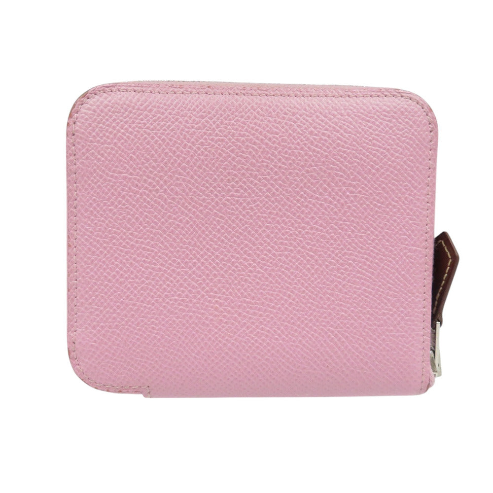 HERMES Coin case Epsom, Silk Morve Silvestre Zip Around Azap compact silk in Women Used Authentic