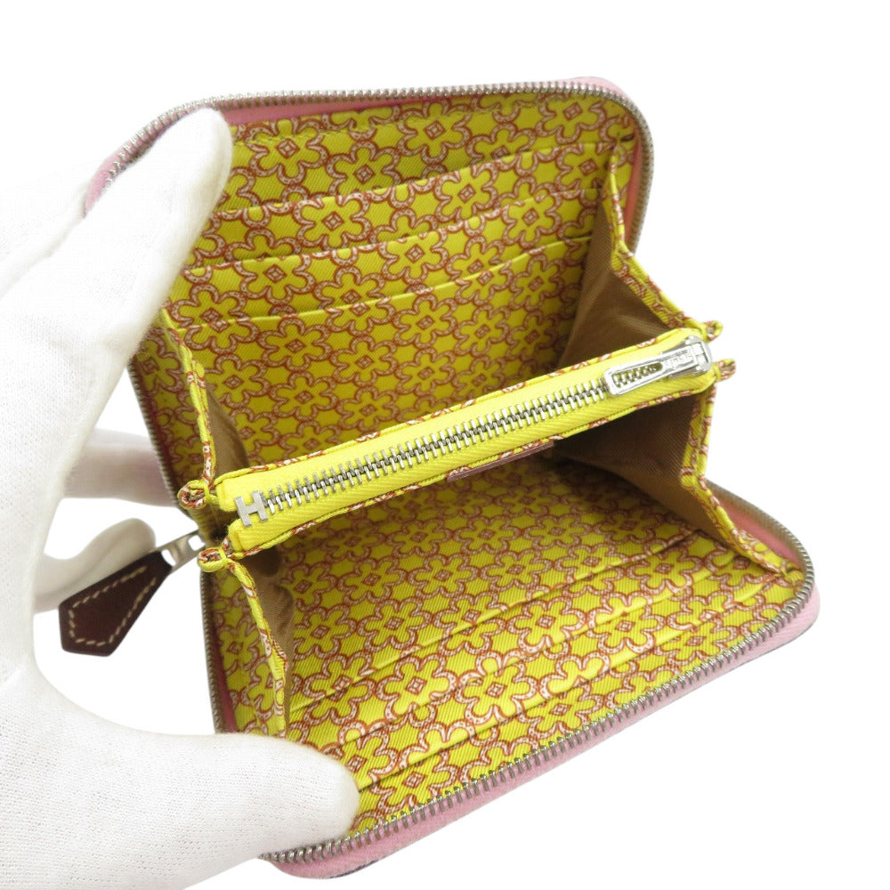 HERMES Coin case Epsom, Silk Morve Silvestre Zip Around Azap compact silk in Women Used Authentic