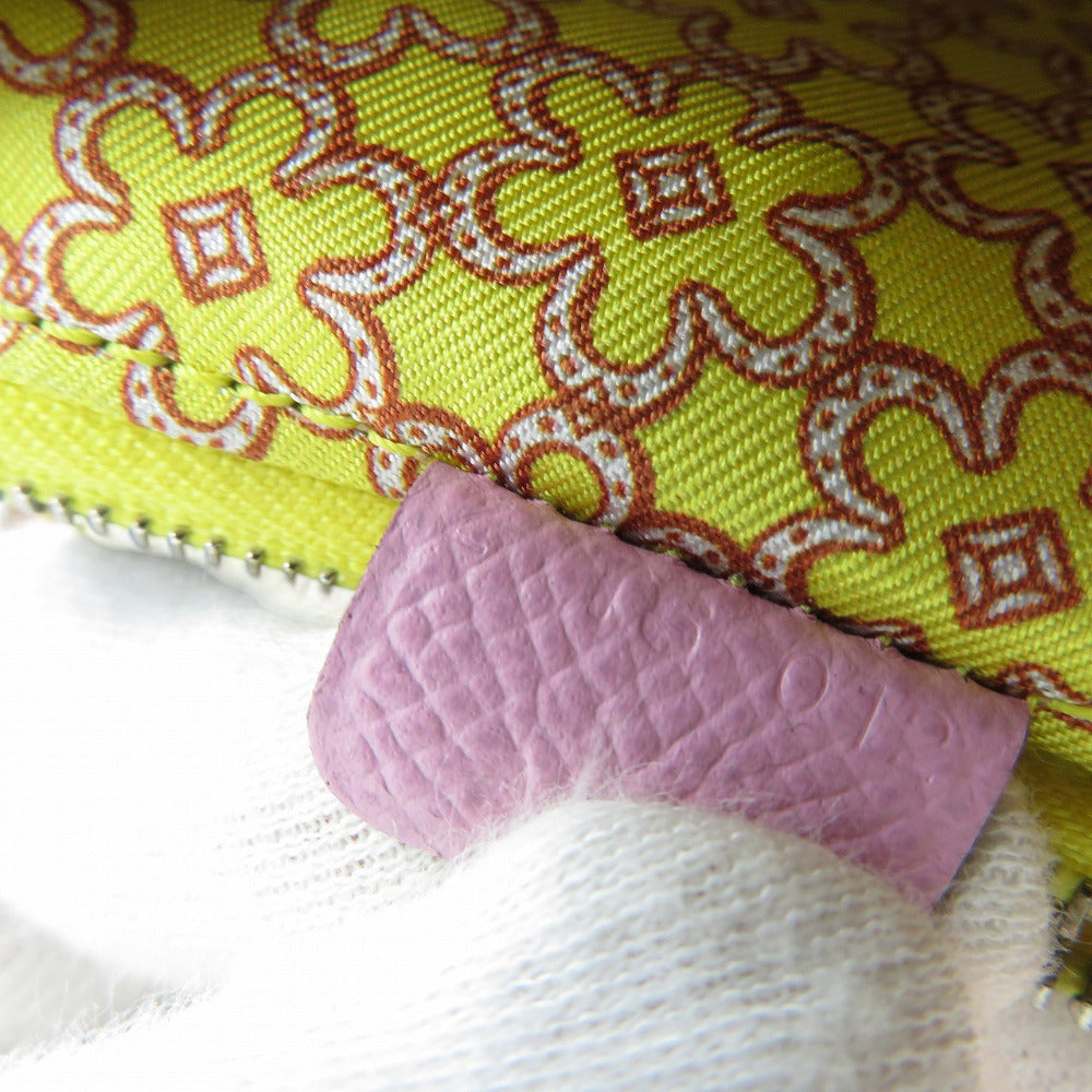 HERMES Coin case Epsom, Silk Morve Silvestre Zip Around Azap compact silk in Women Used Authentic