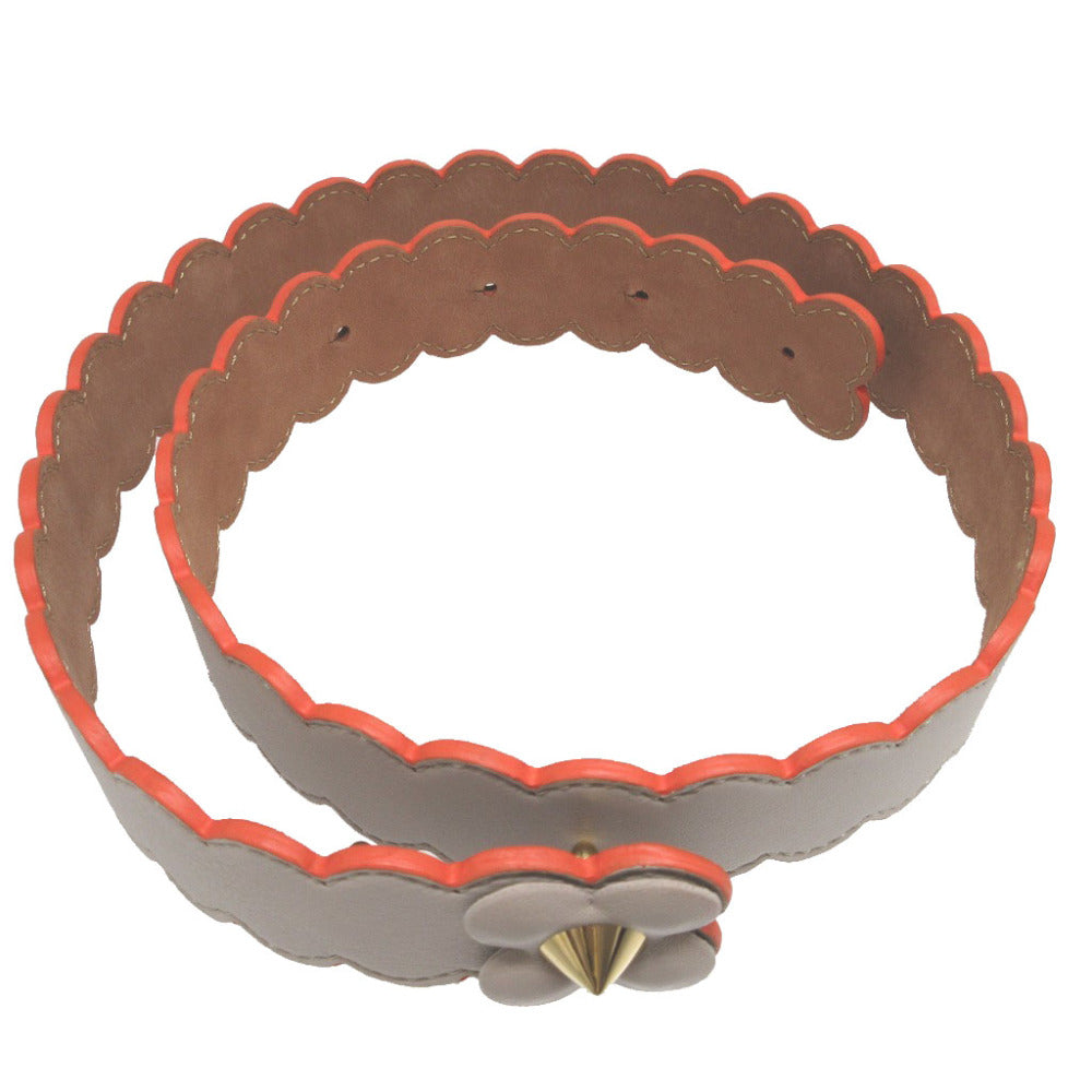 FENDI belt leather gray Flower motif unisex(Unisex) 75/30 Used Authentic