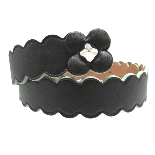 FENDI belt leather black Flower motif unisex(Unisex) 75/30 Used Authentic