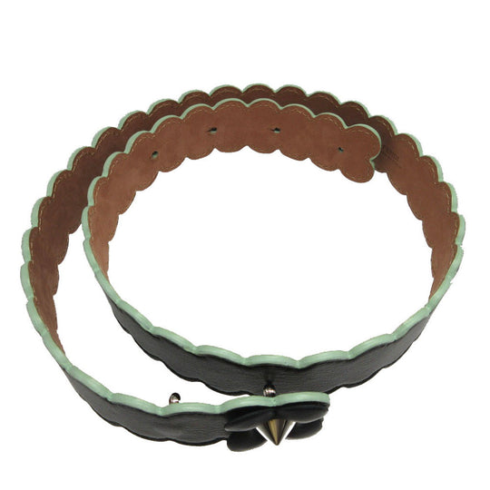 FENDI belt leather black Flower motif unisex(Unisex) 75/30 Used Authentic