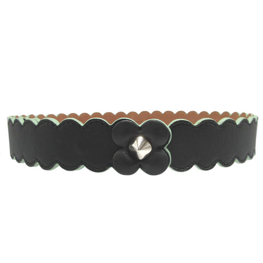 FENDI belt leather black Flower motif unisex(Unisex) 75/30 Used Authentic