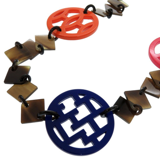 HERMES Necklace Buffalo horn multicolor Long necklace DIVA Women Used Authentic