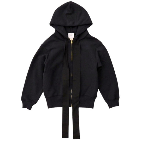 PATOU Hoodie JE0079995 cotton black Fleece-lined zip-up hoodie Women XS Used Authentic