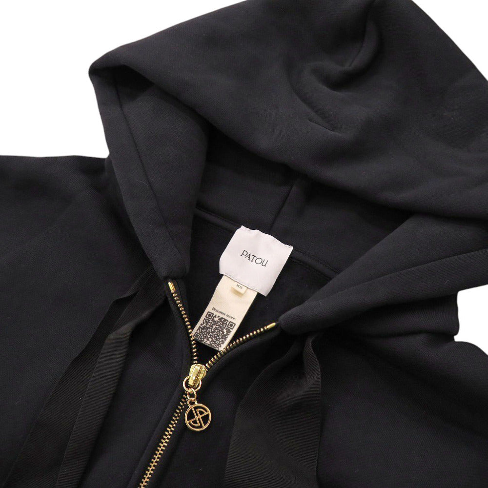 PATOU Hoodie JE0079995 cotton black Fleece-lined zip-up hoodie Women XS Used Authentic