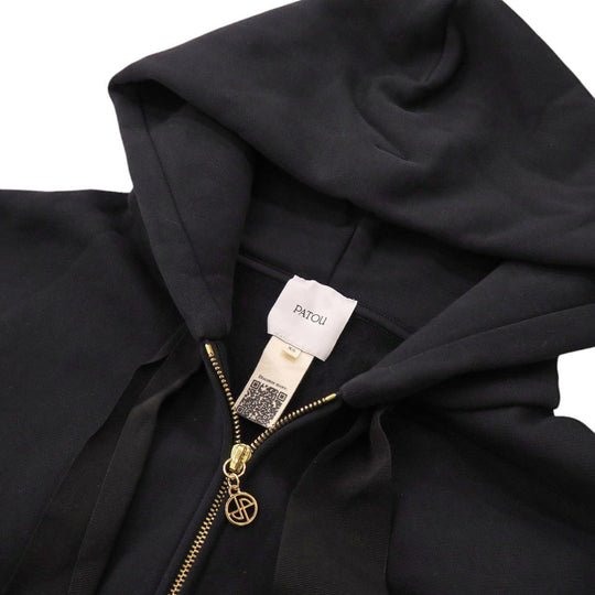 PATOU Hoodie JE0079995 cotton black Fleece-lined zip-up hoodie Women XS Used Authentic