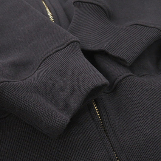 PATOU Hoodie JE0079995 cotton black Fleece-lined zip-up hoodie Women XS Used Authentic