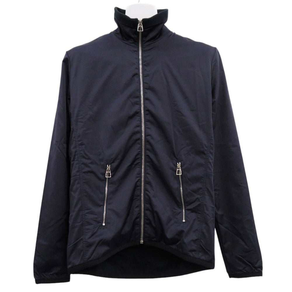 HERMES Nylon jacket 800165E  Nylon Navy Warm-up fleece jacket mens S Used Authentic