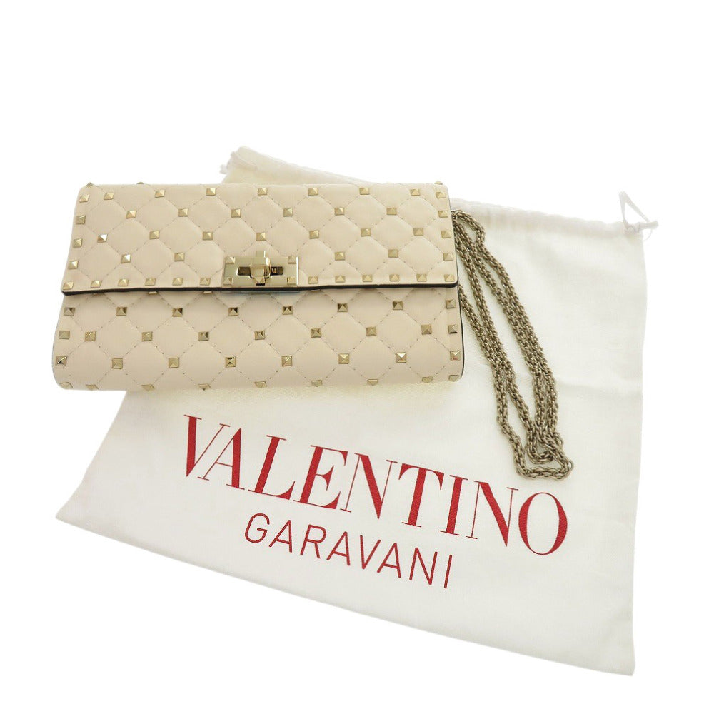 Valentino Garavani Shoulder Bag leather Light Ivory Rock studs