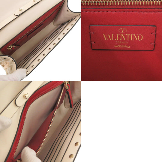 Valentino Garavani Shoulder Bag leather Light Ivory Rock studs