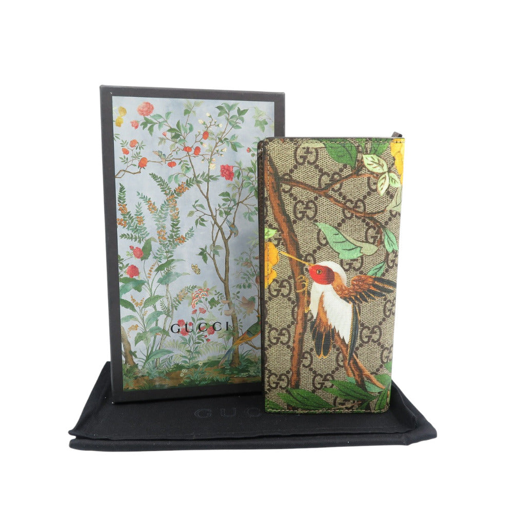 GUCCI Long Wallet Purse 427011 GG Supreme, Leather beige Gucci Tian unisex(Unisex) Used Authentic