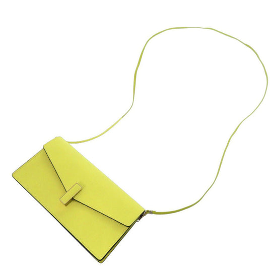 Valextra Shoulder Bag leather yellow Izzy De Pochette Women Used Authentic