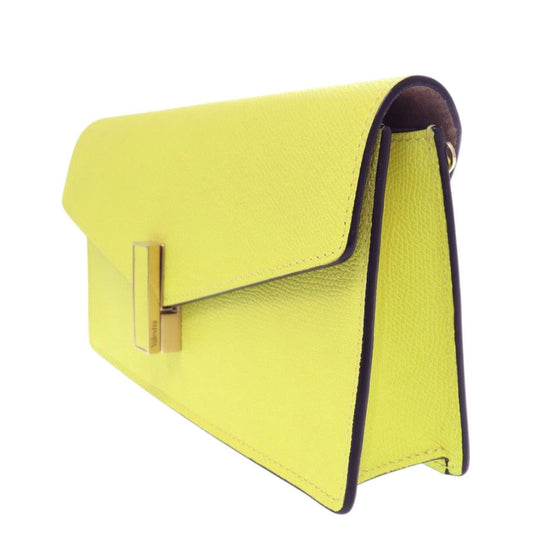 Valextra Shoulder Bag leather yellow Izzy De Pochette Women Used Authentic