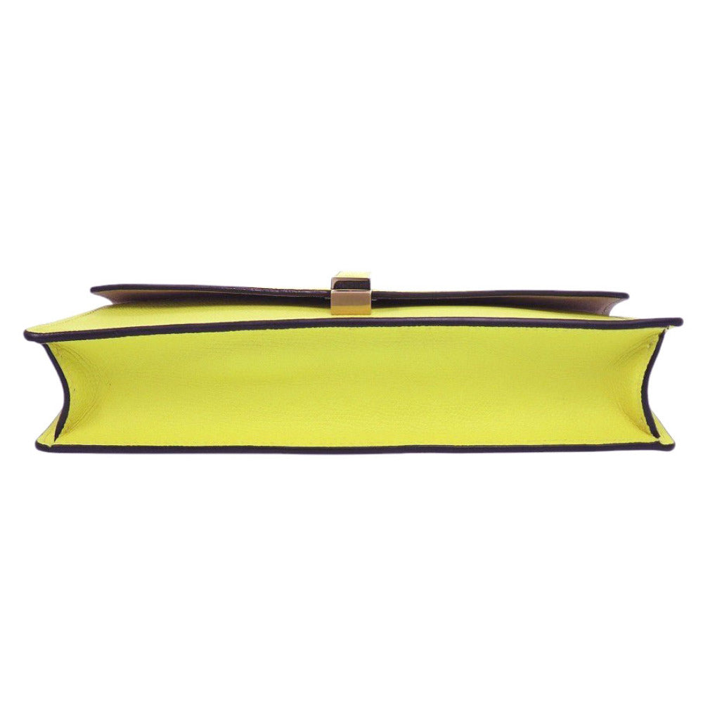 Valextra Shoulder Bag leather yellow Izzy De Pochette Women Used Authentic