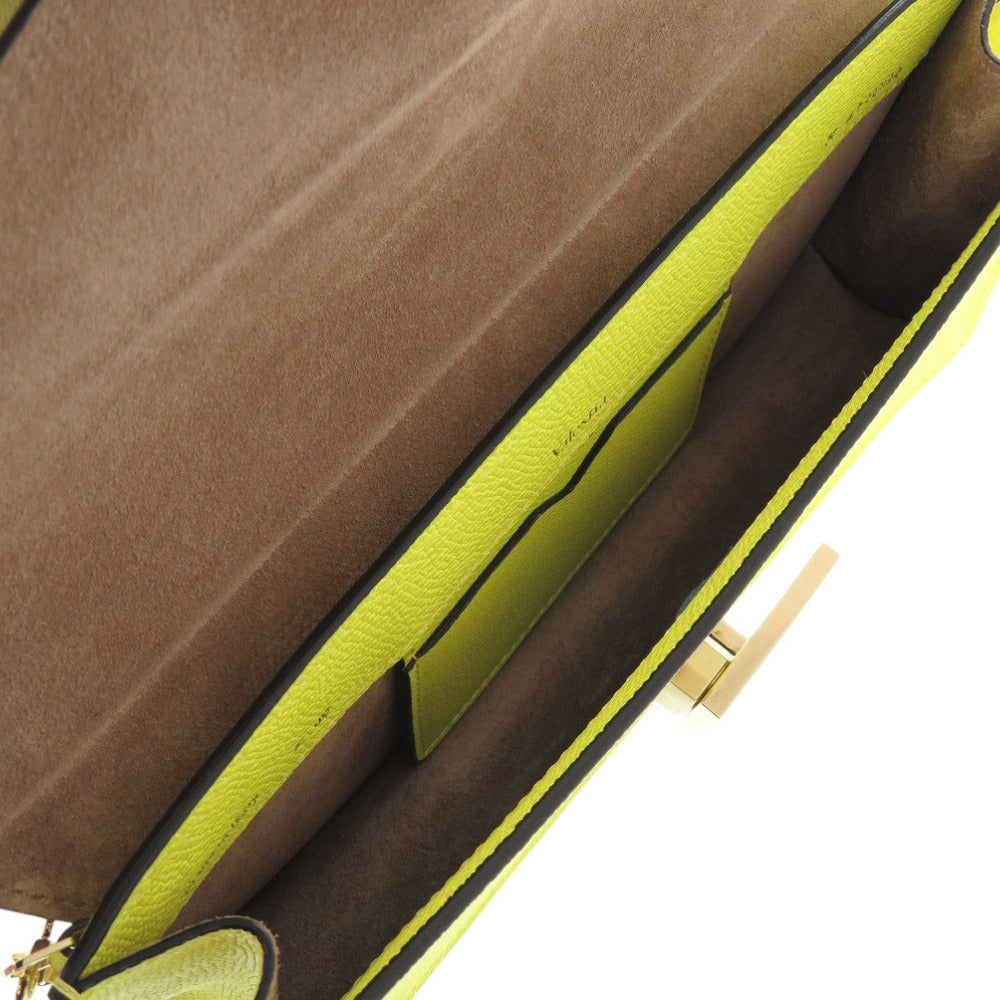 Valextra Shoulder Bag leather yellow Izzy De Pochette Women Used Authentic