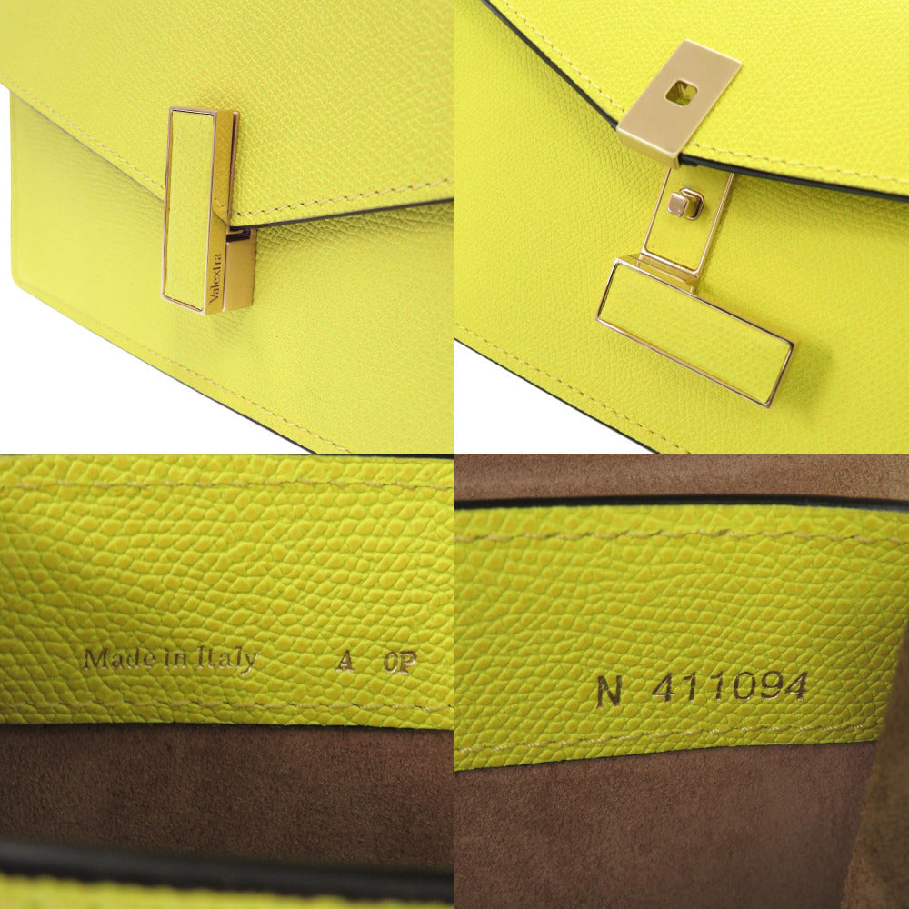 Valextra Shoulder Bag leather yellow Izzy De Pochette Women Used Authentic