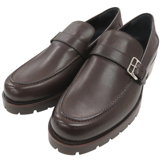 HERMES Leather shoes leather Dark brown Loafers Business Leather Shoes mens 42.5 Used Authentic