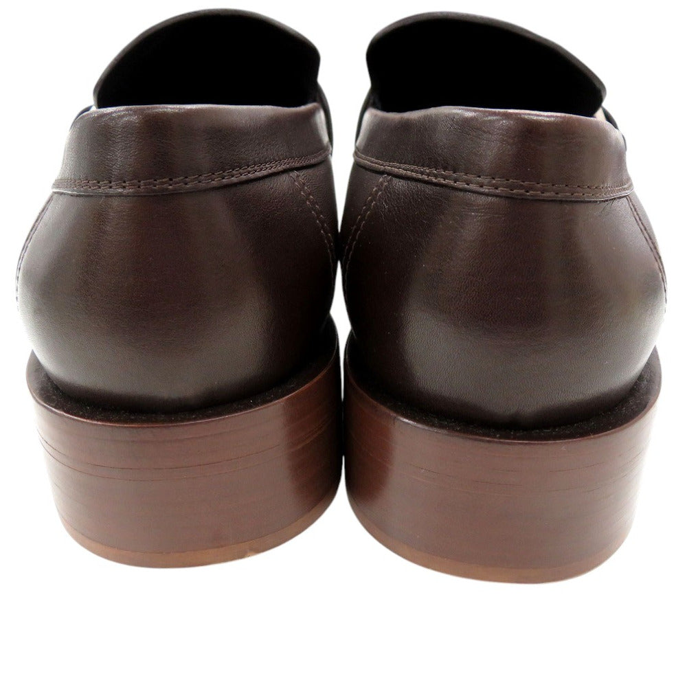 HERMES Leather shoes leather Dark brown Loafers Business Leather Shoes mens 42.5 Used Authentic