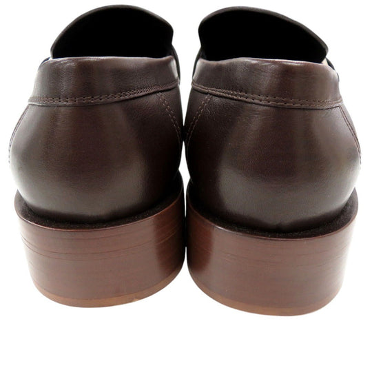 HERMES Leather shoes leather Dark brown Loafers Business Leather Shoes mens 42.5 Used Authentic