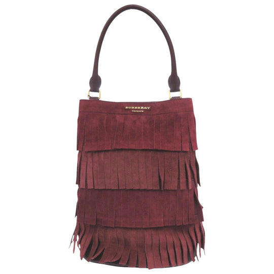 BURBERRY Shoulder Bag Suede, Leather Bordeaux PRORSUM Fringe