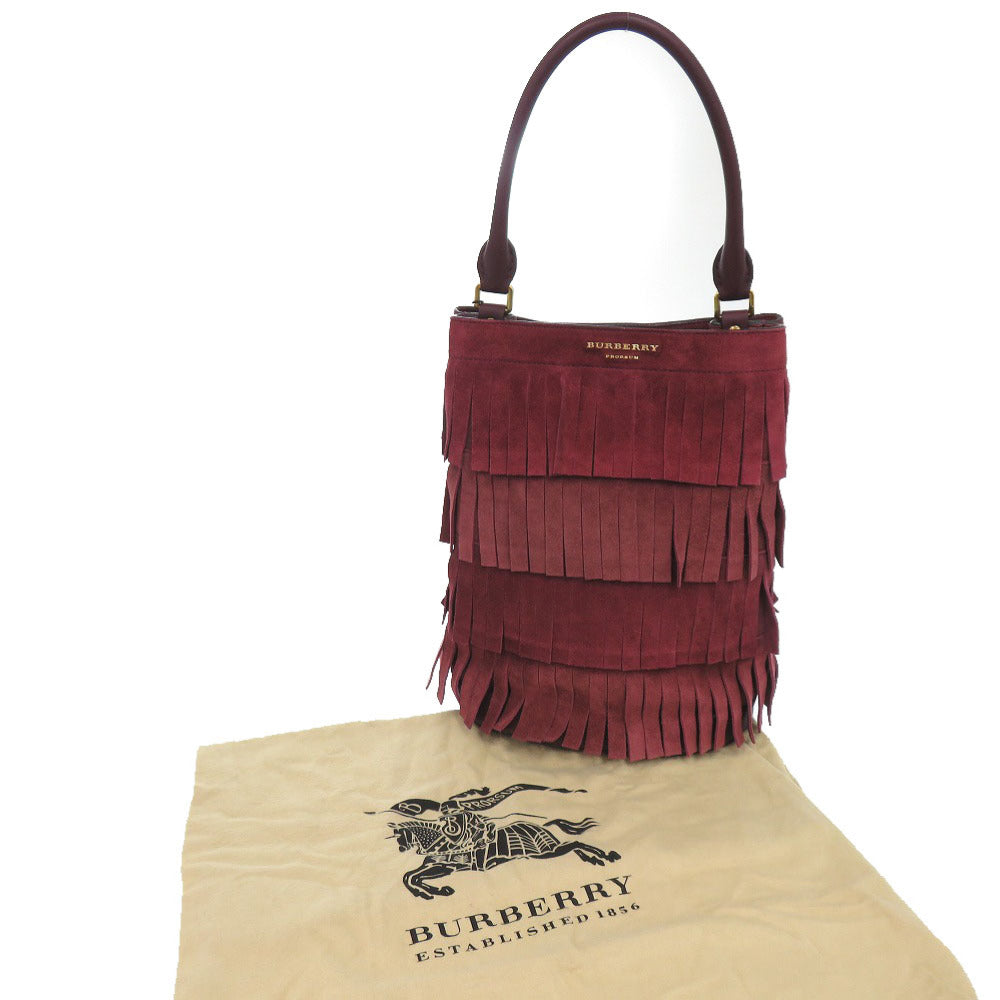 BURBERRY Shoulder Bag Suede, Leather Bordeaux PRORSUM Fringe