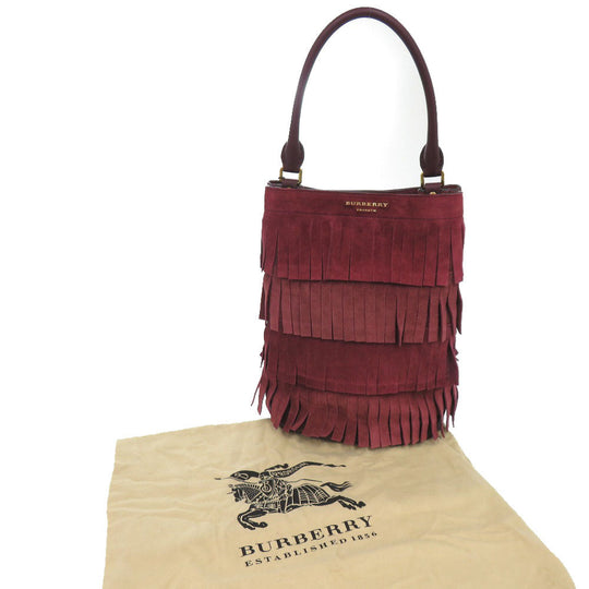 BURBERRY Shoulder Bag Suede, Leather Bordeaux PRORSUM Fringe