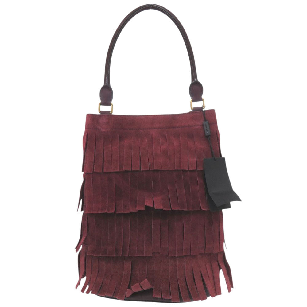 BURBERRY Shoulder Bag Suede, Leather Bordeaux PRORSUM Fringe