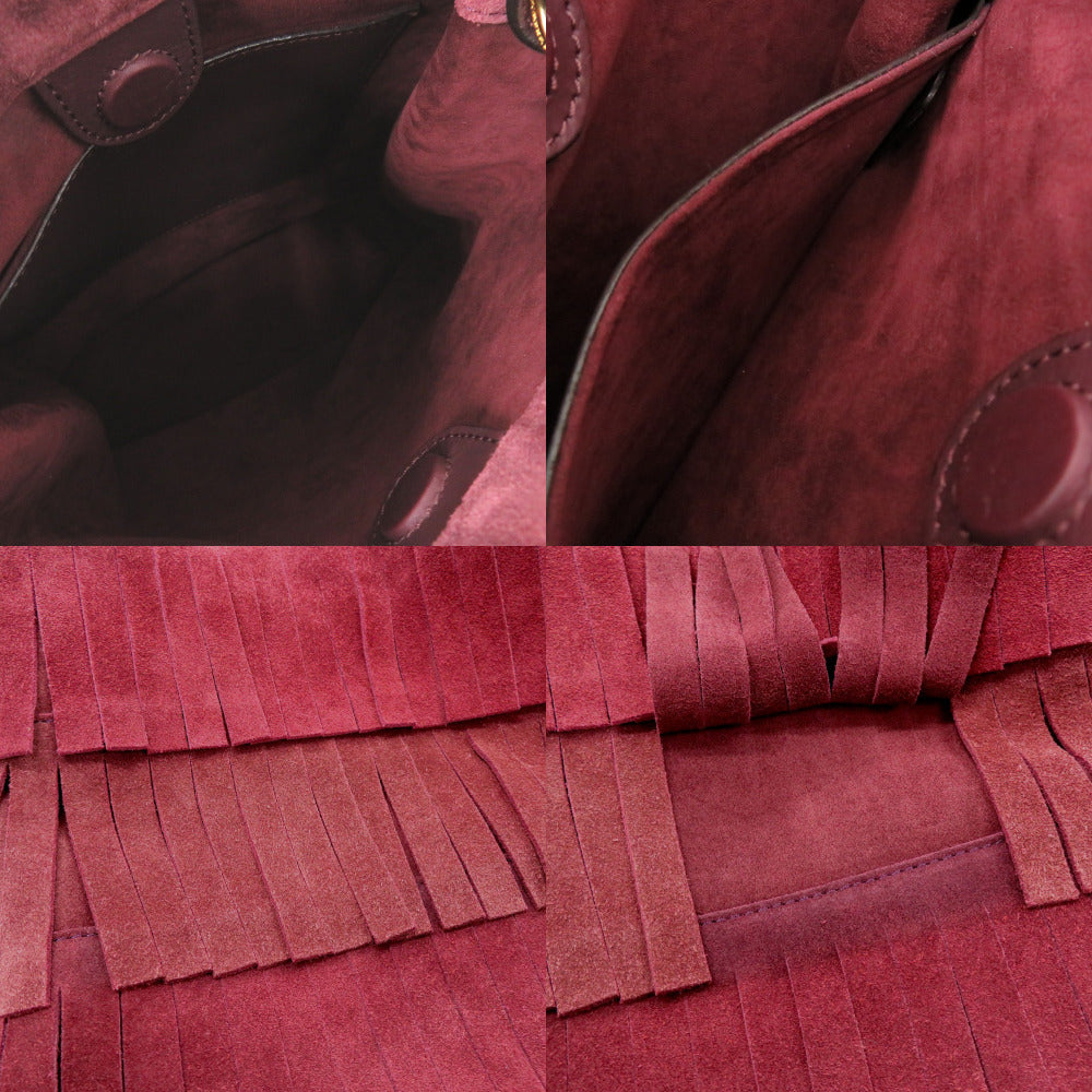 BURBERRY Shoulder Bag Suede, Leather Bordeaux PRORSUM Fringe