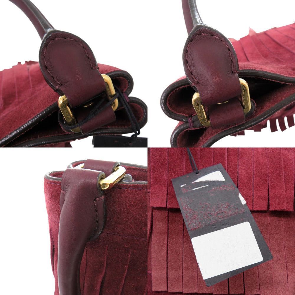 BURBERRY Shoulder Bag Suede, Leather Bordeaux PRORSUM Fringe